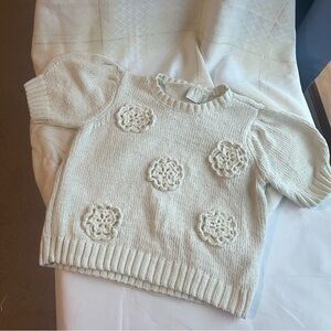 Joie Cream Sweater with Crochet Floral Details Girl’s Size Small